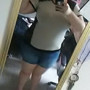 Black lace and cream top